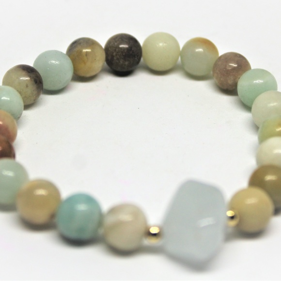 Amazonite beaded stretch bracelet - Picture 4 of 5